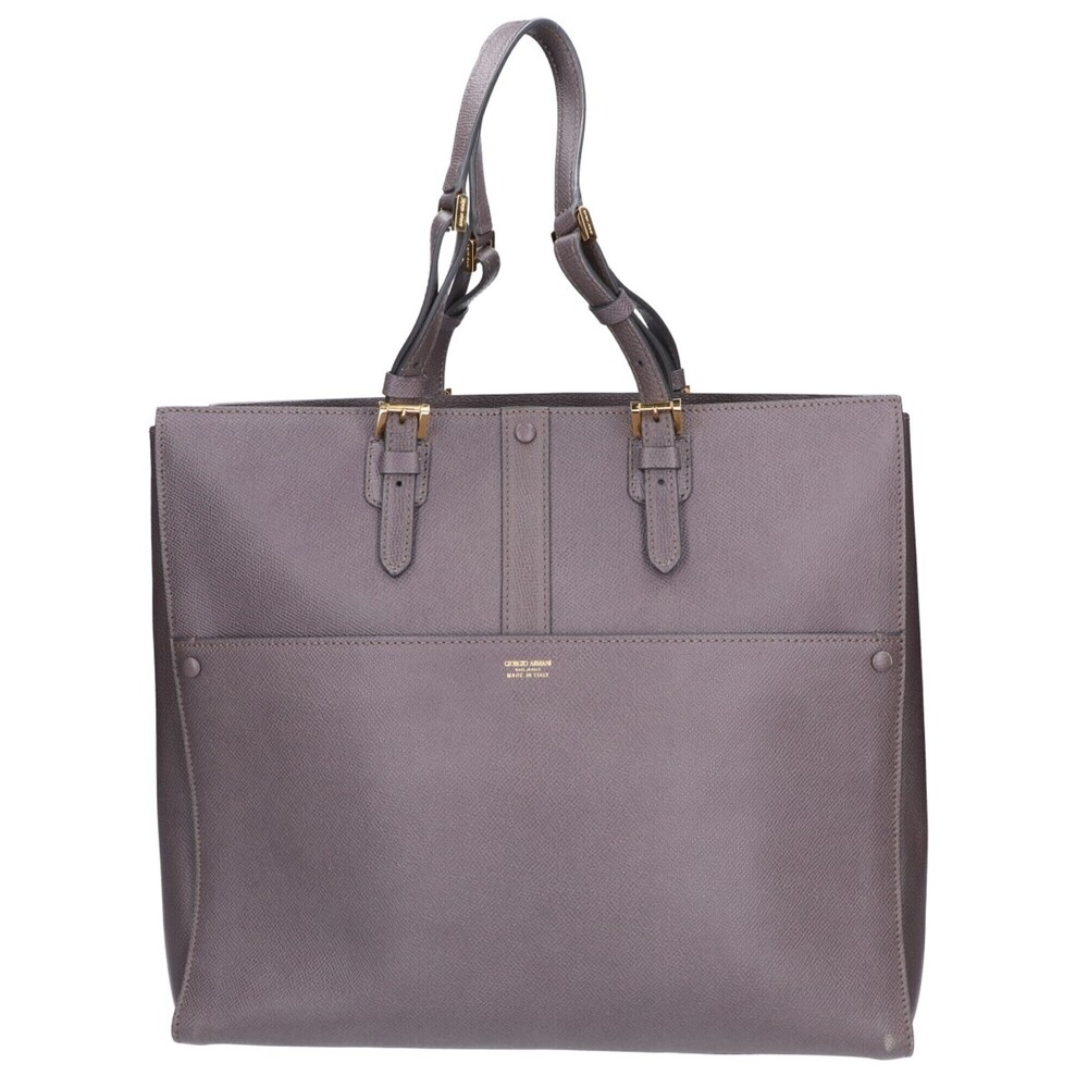 Giorgio Armani Leather Tote Bag, Gray, Men's